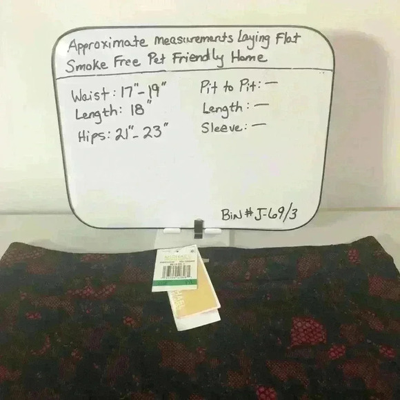 MICHAEL KORS Red Currant Black Lace Print Knit Flare Hem Skirt Petite Large NWT - Picture 16 of 16